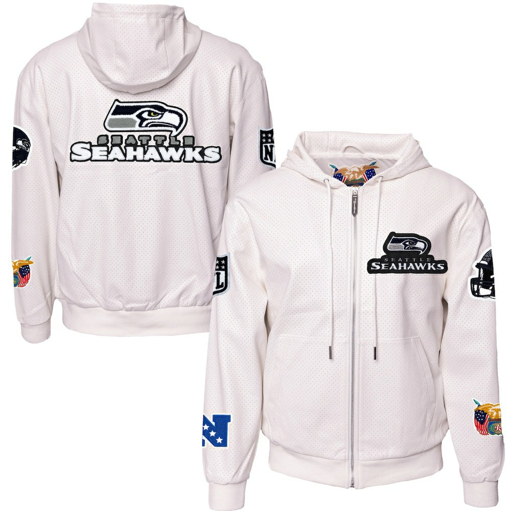 Jeff Hamilton Vegan Leather Full-Zip Hooded Jacket - Seattle Seahawks