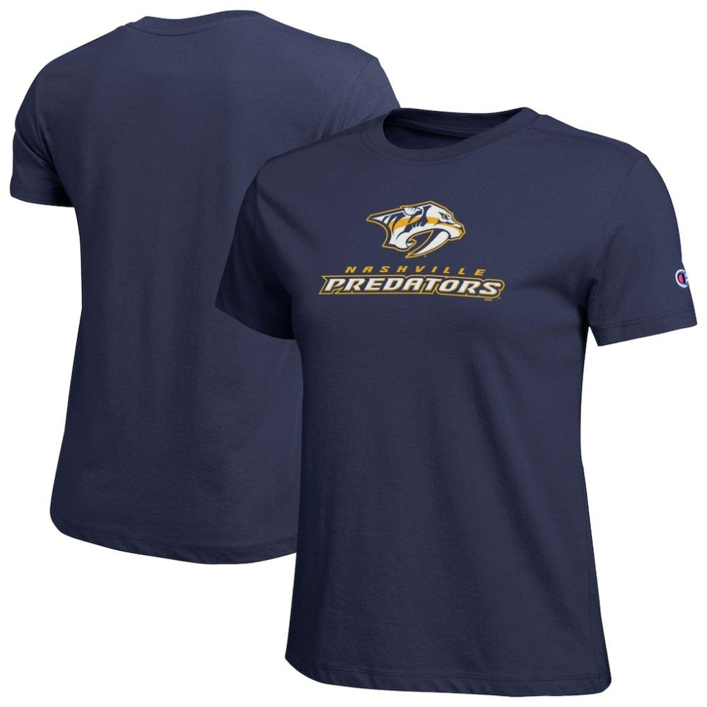 NHL Navy Nashville Predators Champion Women's Wordmark Lockup T-Shirt