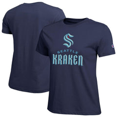 NHL Navy Seattle Kraken Champion Women's Wordmark Lockup T-Shirt