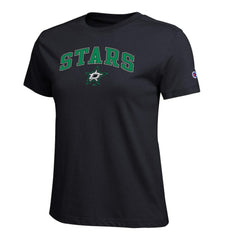 NHL Black Dallas Stars Champion Women's Arch Mascot Logo T-Shirt