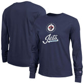 NHL Navy Winnipeg Jets Champion Women's Wordmark Lockup Long Sleeve T-Shirt