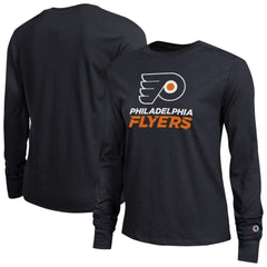 NHL Black Philadelphia Flyers Champion Women's Wordmark Lockup Long Sleeve T-Shirt