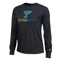 NHL Black St. Louis Blues Champion Women's Wordmark Lockup Long Sleeve T-Shirt