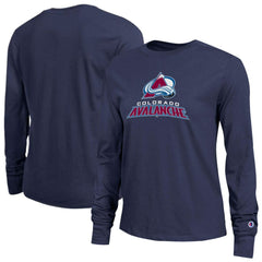 NHL Navy Colorado Avalanche Champion Women's Wordmark Lockup Long Sleeve T-Shirt