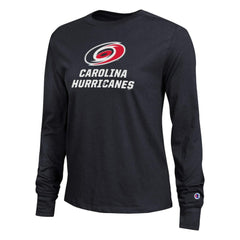 NHL Black Carolina Hurricanes Champion Women's Wordmark Lockup Long Sleeve T-Shirt