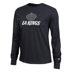 NHL Black Los Angeles Kings Champion Women's Wordmark Lockup Long Sleeve T-Shirt