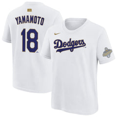 MLB Yoshinobu Yamamoto Los Angeles Dodgers Nike Youth 2026 Gold Collection Name & Number T-Shirt