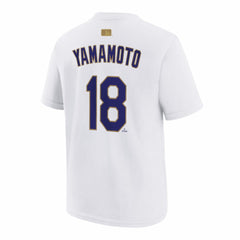 MLB Yoshinobu Yamamoto Los Angeles Dodgers Nike Youth 2026 Gold Collection Name & Number T-Shirt