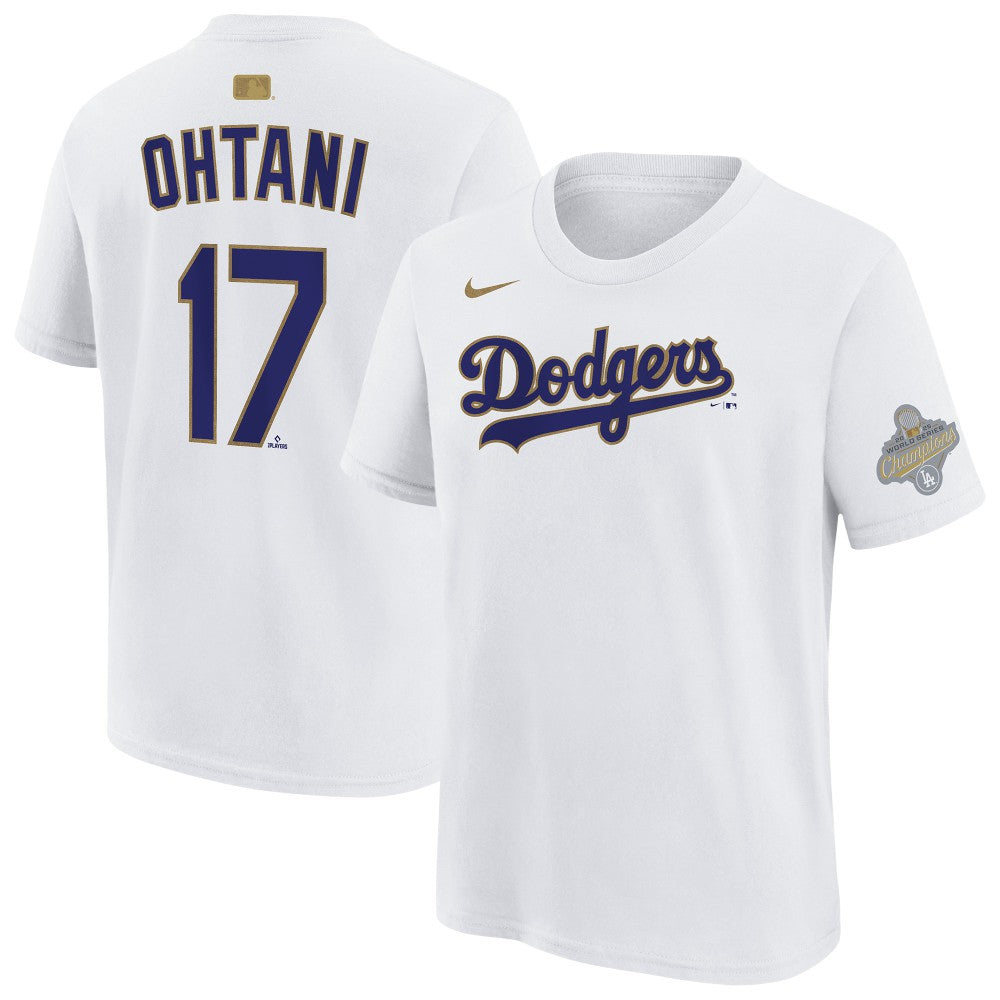 MLB Shohei Ohtani Los Angeles Dodgers Nike Youth 2026 Gold Collection Name & Number T-Shirt