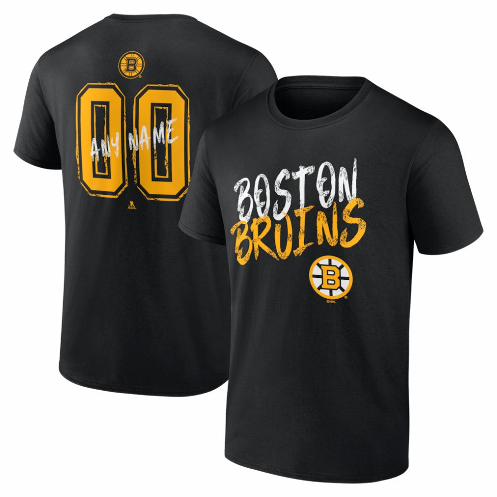NHL Black Boston Bruins Big & Tall Hustle Personalized Name & Number T-Shirt