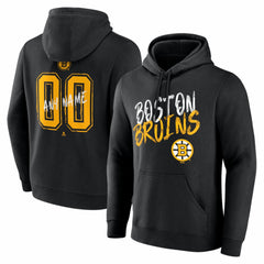 NHL Black Boston Bruins Hustle Personalized Name & Number Hoodie
