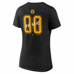 NHL Black Boston Bruins Women's Hustle Personalized Name & Number V-Neck T-Shirt