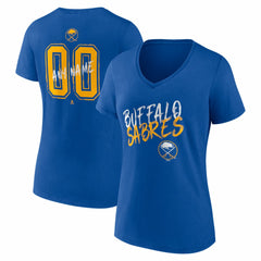 NHL Royal Buffalo Sabres Women's Hustle Personalized Name & Number V-Neck T-Shirt