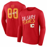 NHL Red Calgary Flames Hustle Personalized Name & Number Long Sleeve T-Shirt