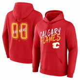 NHL Red Calgary Flames Hustle Personalized Name & Number Hoodie