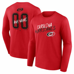 NHL Red Carolina Hurricanes Hustle Personalized Name & Number Long Sleeve T-Shirt