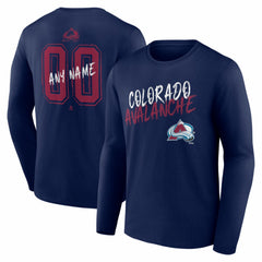 NHL Navy Colorado Avalanche Hustle Personalized Name & Number Long Sleeve T-Shirt