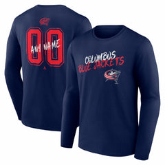 NHL Navy Columbus Blue Jackets Hustle Personalized Name & Number Long Sleeve T-Shirt