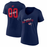 NHL Navy Columbus Blue Jackets Women's Hustle Personalized Name & Number V-Neck T-Shirt