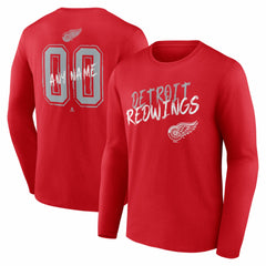 NHL Red Detroit Red Wings Hustle Personalized Name & Number Long Sleeve T-Shirt