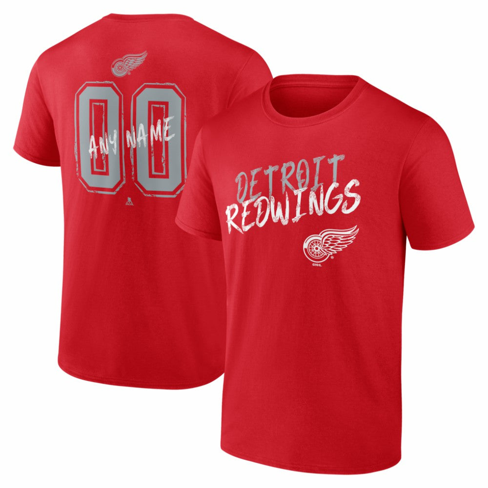 NHL Red Detroit Red Wings Hustle Personalized Name & Number T-Shirt