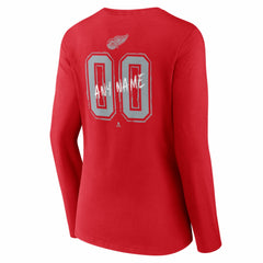 NHL Red Detroit Red Wings Women's Hustle Personalized Name & Number Long Sleeve V-Neck T-Shirt