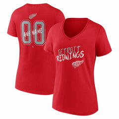 NHL Red Detroit Red Wings Women's Hustle Personalized Name & Number V-Neck T-Shirt