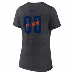 NHL Charcoal Edmonton Oilers Women's Hustle Personalized Name & Number V-Neck T-Shirt