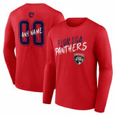 NHL Red Florida Panthers Hustle Personalized Name & Number Long Sleeve T-Shirt