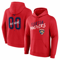 NHL Red Florida Panthers Hustle Personalized Name & Number Hoodie