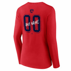 NHL Red Florida Panthers Women's Hustle Personalized Name & Number Long Sleeve V-Neck T-Shirt