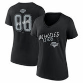 NHL Black Los Angeles Kings Women's Hustle Personalized Name & Number V-Neck T-Shirt