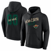NHL Black Minnesota Wild Big & Tall Hustle Personalized Name & Number Hoodie
