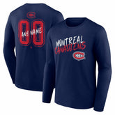 NHL Navy Montreal Canadiens Hustle Personalized Name & Number Long Sleeve T-Shirt