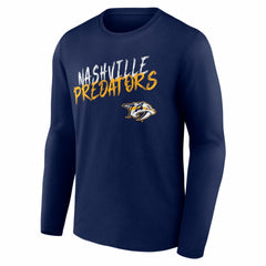 NHL Navy Nashville Predators Hustle Personalized Name & Number Long Sleeve T-Shirt