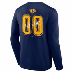 NHL Navy Nashville Predators Hustle Personalized Name & Number Long Sleeve T-Shirt
