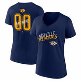 NHL Navy Nashville Predators Women's Hustle Personalized Name & Number V-Neck T-Shirt