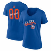 NHL Royal New York Islanders Women's Hustle Personalized Name & Number V-Neck T-Shirt