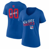 NHL Blue New York Rangers Women's Hustle Personalized Name & Number V-Neck T-Shirt