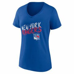 NHL Blue New York Rangers Women's Hustle Personalized Name & Number V-Neck T-Shirt
