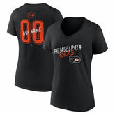 NHL Black Philadelphia Flyers Women's Hustle Personalized Name & Number V-Neck T-Shirt