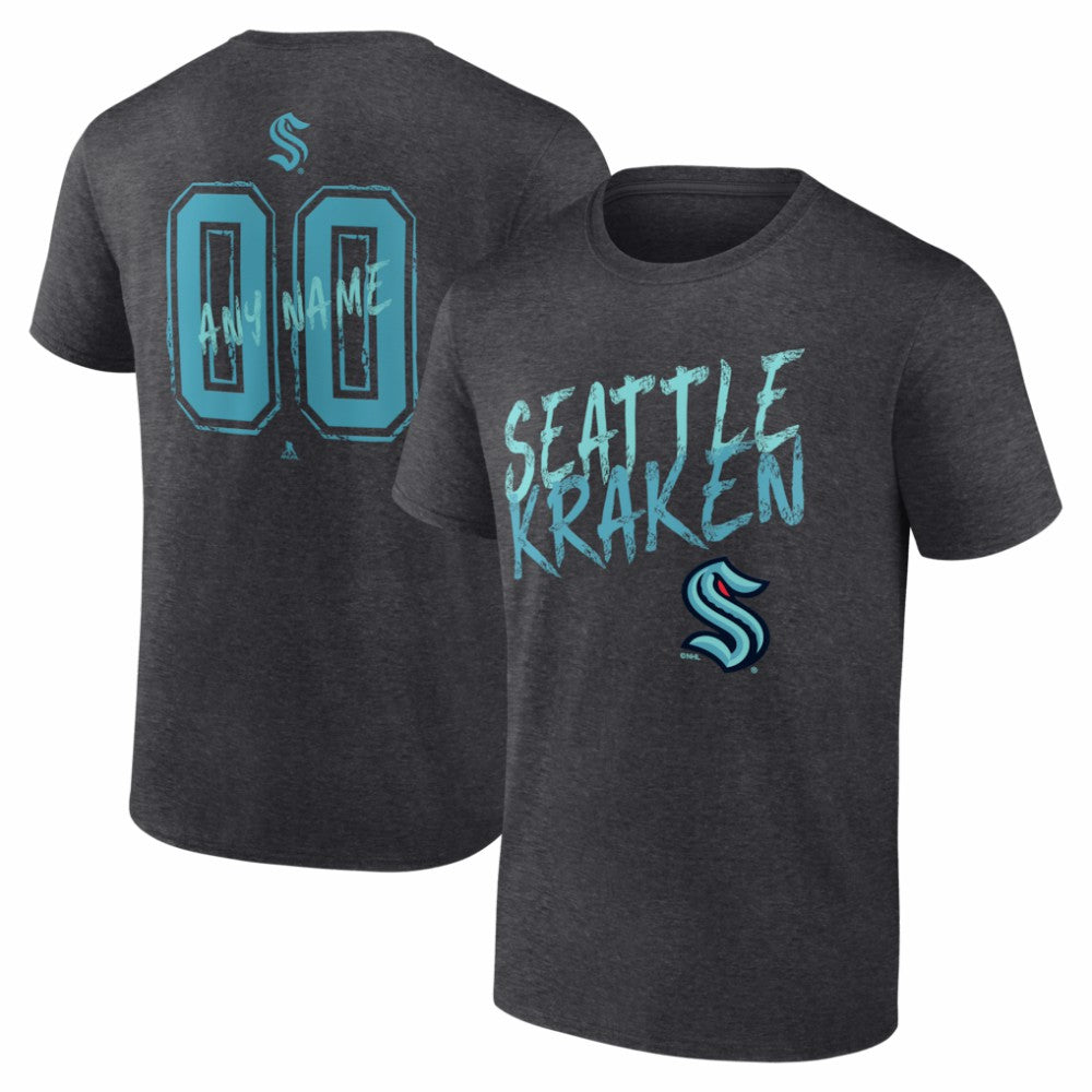 NHL Charcoal Seattle Kraken Hustle Personalized Name & Number T-Shirt