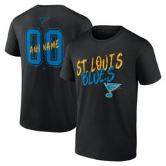 NHL Black St. Louis Blues Hustle Personalized Name & Number T-Shirt