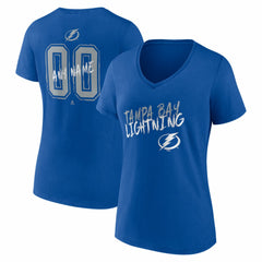NHL Blue Tampa Bay Lightning Women's Hustle Personalized Name & Number V-Neck T-Shirt