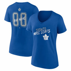 NHL Blue Toronto Maple Leafs Women's Hustle Personalized Name & Number V-Neck T-Shirt