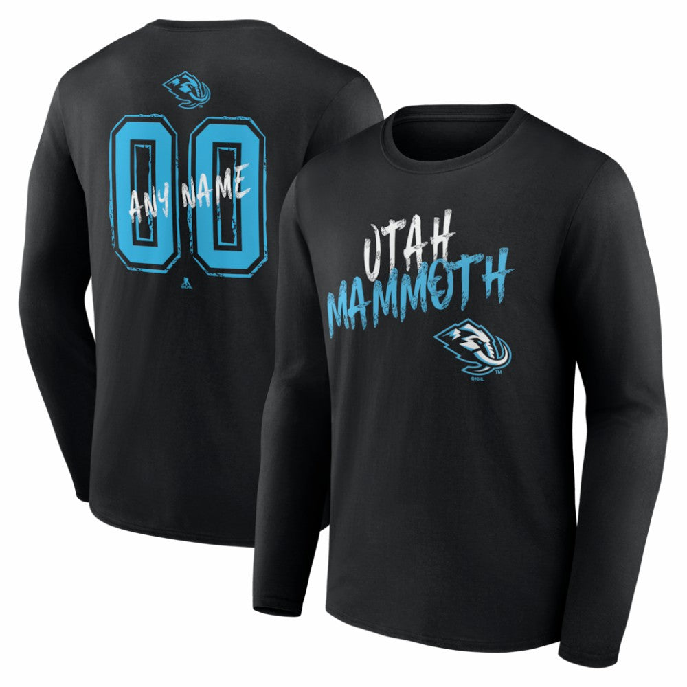 NHL Black Utah Mammoth Hustle Personalized Name & Number Long Sleeve T-Shirt