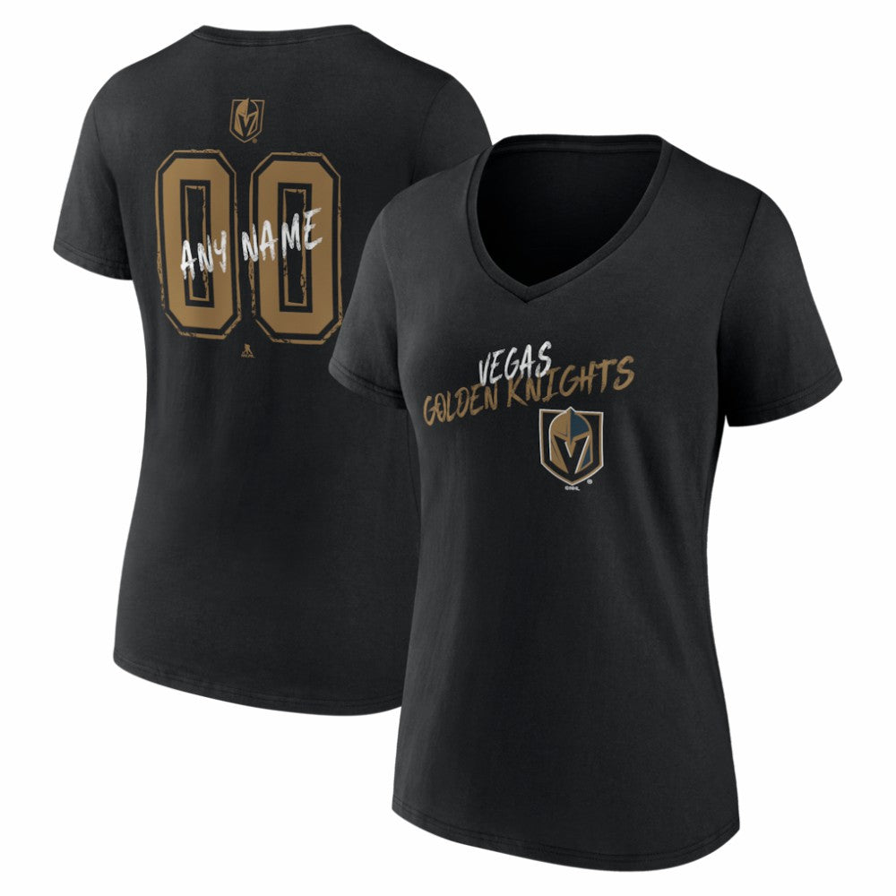NHL Black Vegas Golden Knights Women's Hustle Personalized Name & Number V-Neck T-Shirt