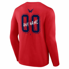 NHL Red Washington Capitals Hustle Personalized Name & Number Long Sleeve T-Shirt