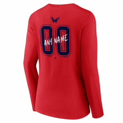 NHL Red Washington Capitals Women's Hustle Personalized Name & Number Long Sleeve V-Neck T-Shirt
