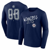 NHL Navy Winnipeg Jets Hustle Personalized Name & Number Long Sleeve T-Shirt